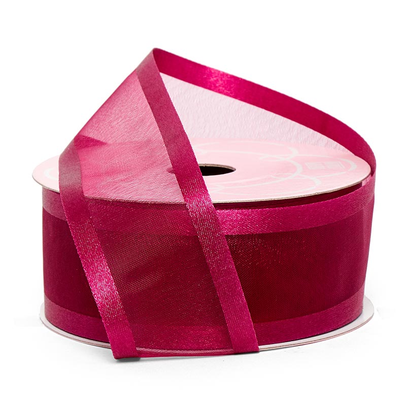 Satin Edged Arabesque Ribbon 7/8 '' X 25 yd Wine Color 1 / roll
