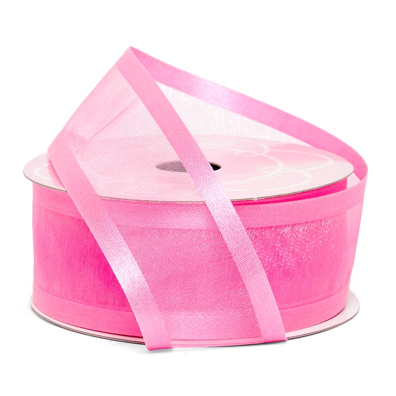 Satin Edged Arabesque Ribbon 3/8 '' X 25 yd Hot Pink Color 1 / roll