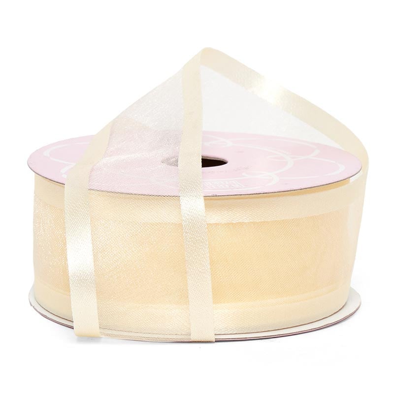 Satin Edged Arabesque Ribbon 1 1/2 '' X 25 yd Ivory Color 1 / roll