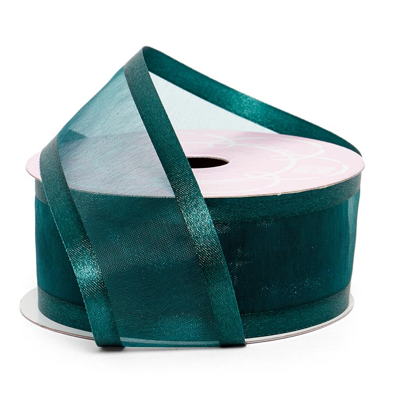 Satin Edged Arabesque Ribbon 1 1/2 '' X 25 yd Hunter Color 1 / roll