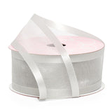 Satin Edged Arabesque Ribbon 1 1/2 '' X 25 yd Silver Color 1 / roll
