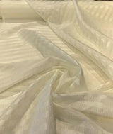 French Sheer Stripe Sala French Voile Fabric - Antique White, Horizontal Stripe, 106" Width (1 Yard)