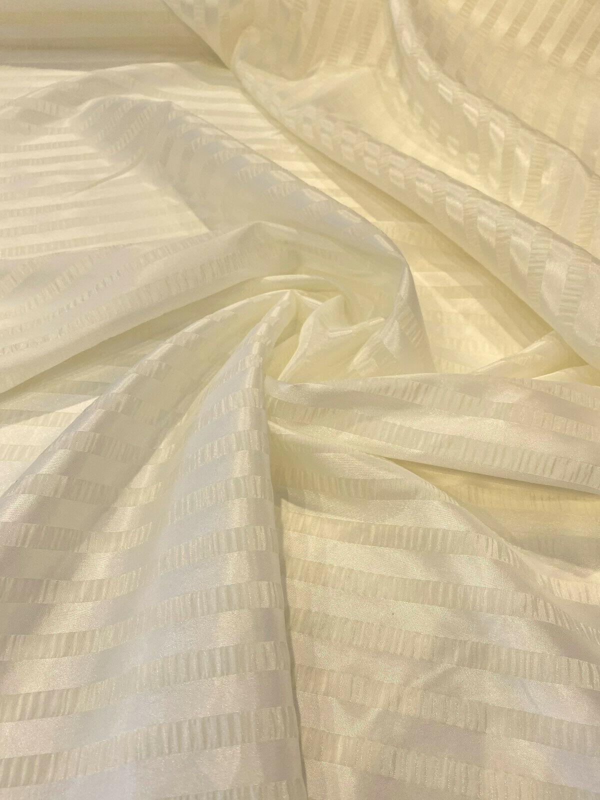 French Sheer Stripe Sala French Voile Fabric - Antique White, Horizontal Stripe, 106" Width (1 Yard)