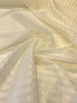 French Sheer Stripe Sala French Voile Fabric - Antique White, Horizontal Stripe, 106" Width (1 Yard)