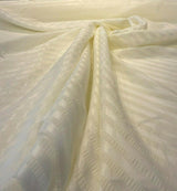 French Sheer Stripe Sala French Voile Fabric - Antique White, Horizontal Stripe, 106" Width (1 Yard)