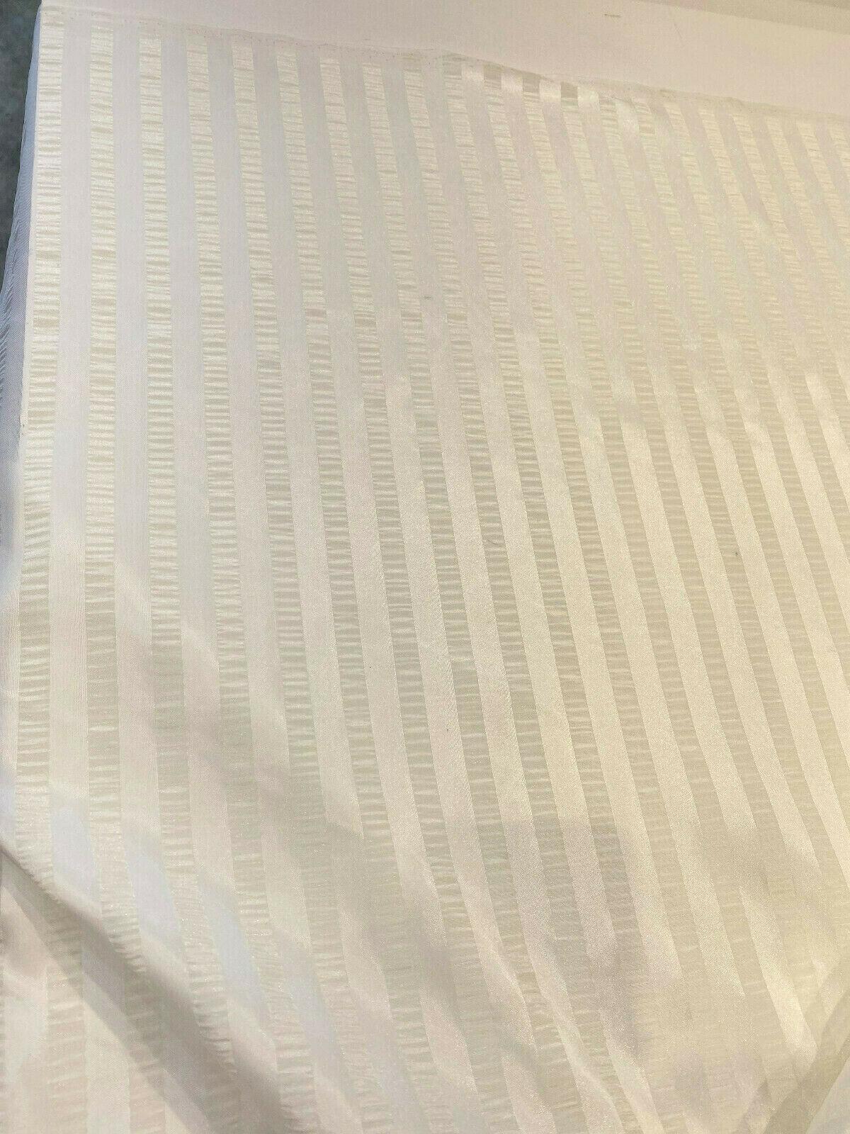 French Sheer Stripe Sala French Voile Fabric - Antique White, Horizontal Stripe, 106" Width (1 Yard)