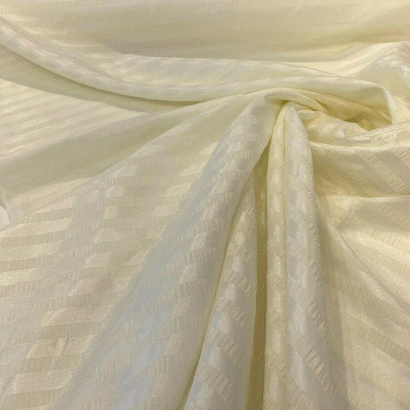 French Sheer Stripe Sala French Voile Fabric - Antique White, Horizontal Stripe, 106" Width (1 Yard)