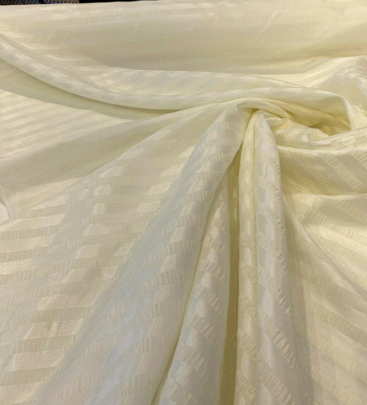 French Sheer Stripe Sala French Voile Fabric - Antique White, Horizontal Stripe, 106" Width (1 Yard)