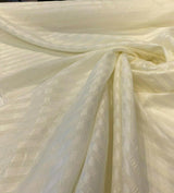 French Sheer Stripe Sala French Voile Fabric - Antique White, Horizontal Stripe, 106" Width (1 Yard)