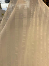 French Sheer Stripe Sala French Voile Fabric - Antique White, Horizontal Stripe, 106" Width (1 Yard)