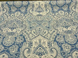 Echo Cyprus Linen Fabric - Blue White Damask, 55" Width (1 Yard)