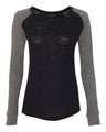 Women's Preppy Patch Slub Long Sleeve T-Shirt