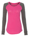 Women's Preppy Patch Slub Long Sleeve T-Shirt