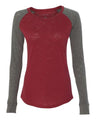 Women's Preppy Patch Slub Long Sleeve T-Shirt