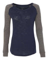 Women's Preppy Patch Slub Long Sleeve T-Shirt