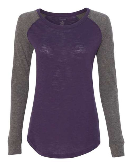 Women's Preppy Patch Slub Long Sleeve T-Shirt