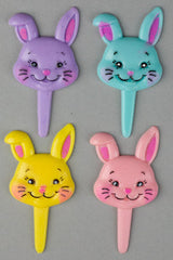 Puffy Bunny Picks, Assortment -72 count, Size 2-1/2"