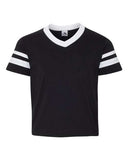 Youth V-Neck Jersey with Striped Sleeves
