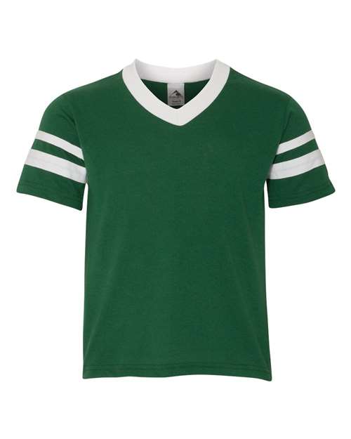 Youth V-Neck Jersey with Striped Sleeves