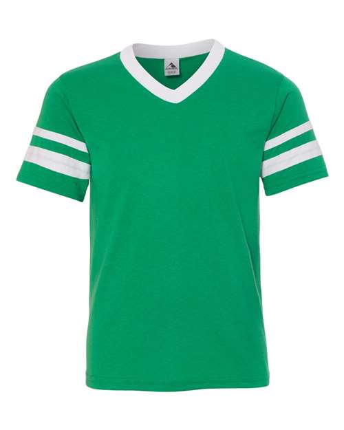 Youth V-Neck Jersey with Striped Sleeves