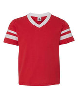 Youth V-Neck Jersey with Striped Sleeves