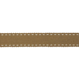 Chai Tea and White Stitched Grosgrain Ribbon - 0.6"