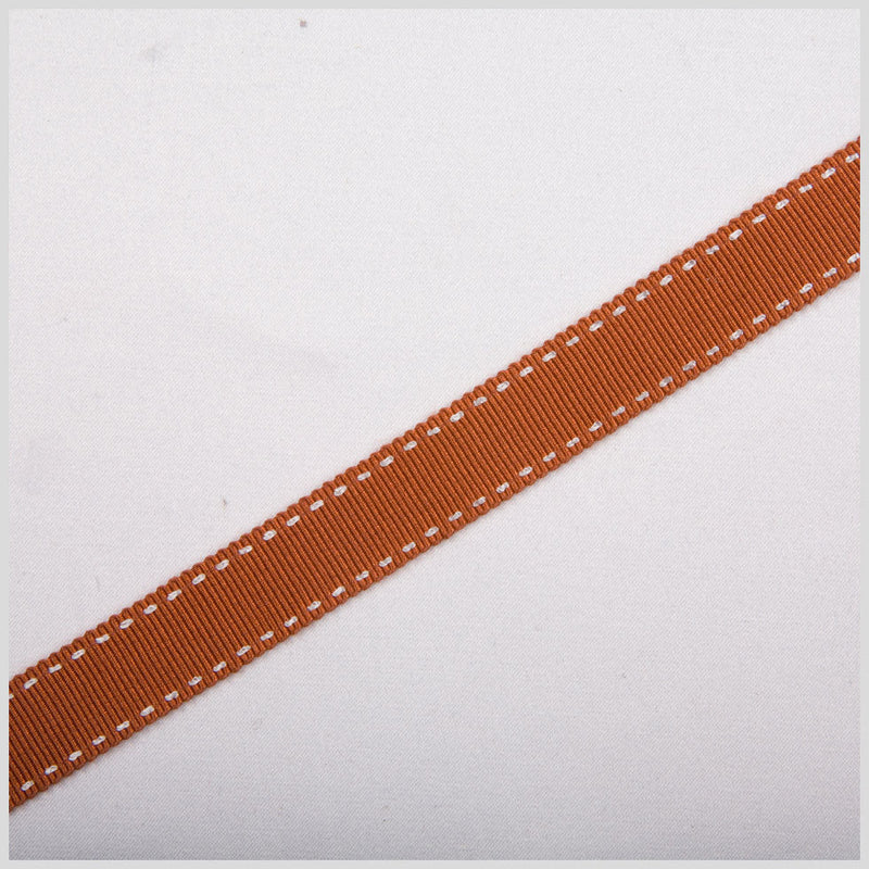 5/8" Rust Stitched Grosgrain Ribbon