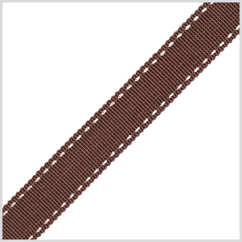 5/8" Brown Stitched Grosgrain Ribbon