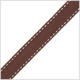 5/8" Brown Stitched Grosgrain Ribbon