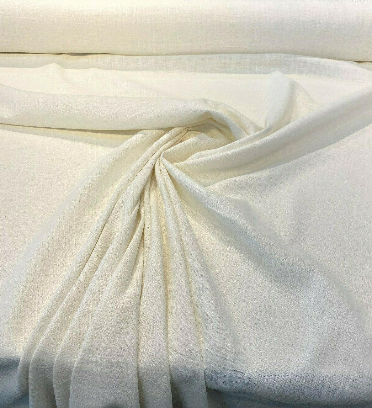 Ivory Linen Ramie Fabric - Ivory Oyster, Drapery Upholstery, 54" Width (1 Yard)