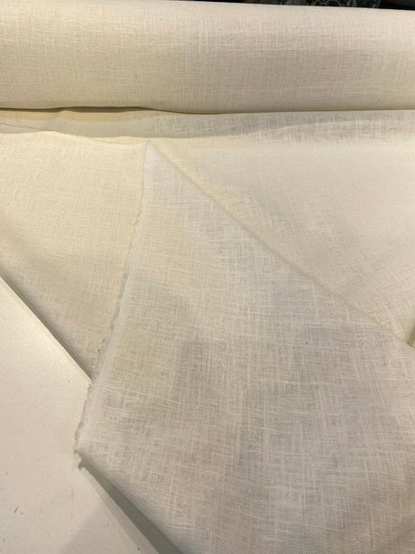 Ivory Linen Ramie Fabric - Ivory Oyster, Drapery Upholstery, 54" Width (1 Yard)