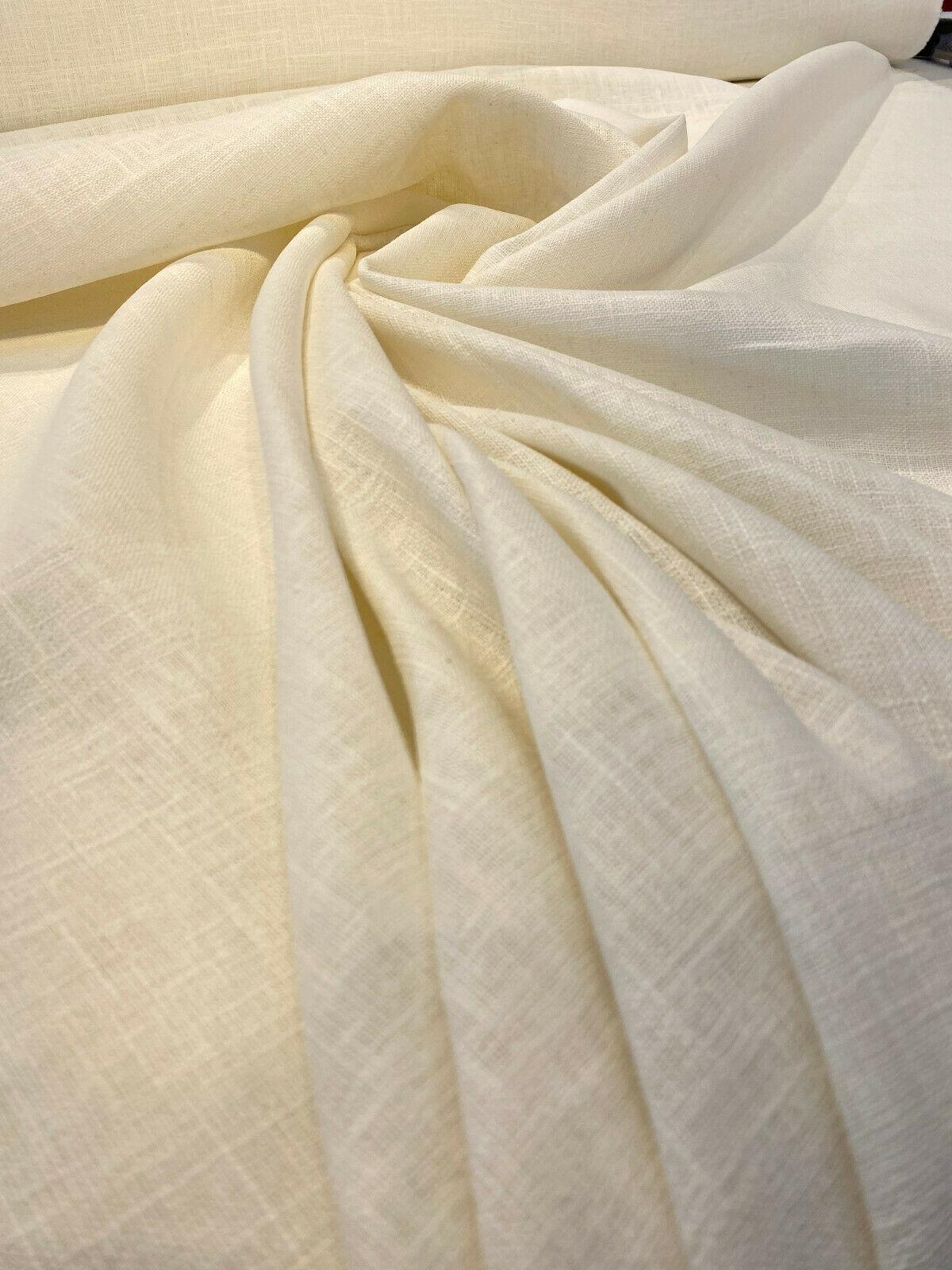 Ivory Linen Ramie Fabric - Ivory Oyster, Drapery Upholstery, 54" Width (1 Yard)