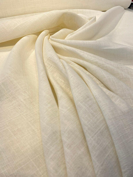 Ivory Linen Ramie Fabric - Ivory Oyster, Drapery Upholstery, 54" Width (1 Yard)