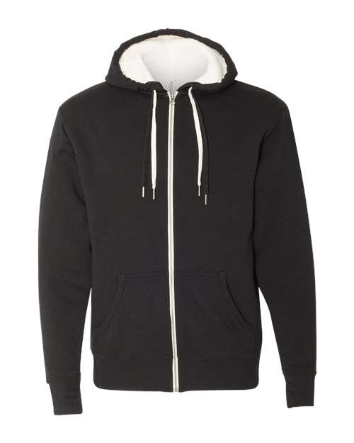 Black Independent Trading Co Unisex Sherpa-Lined Hooded Sweatshirt, size XS