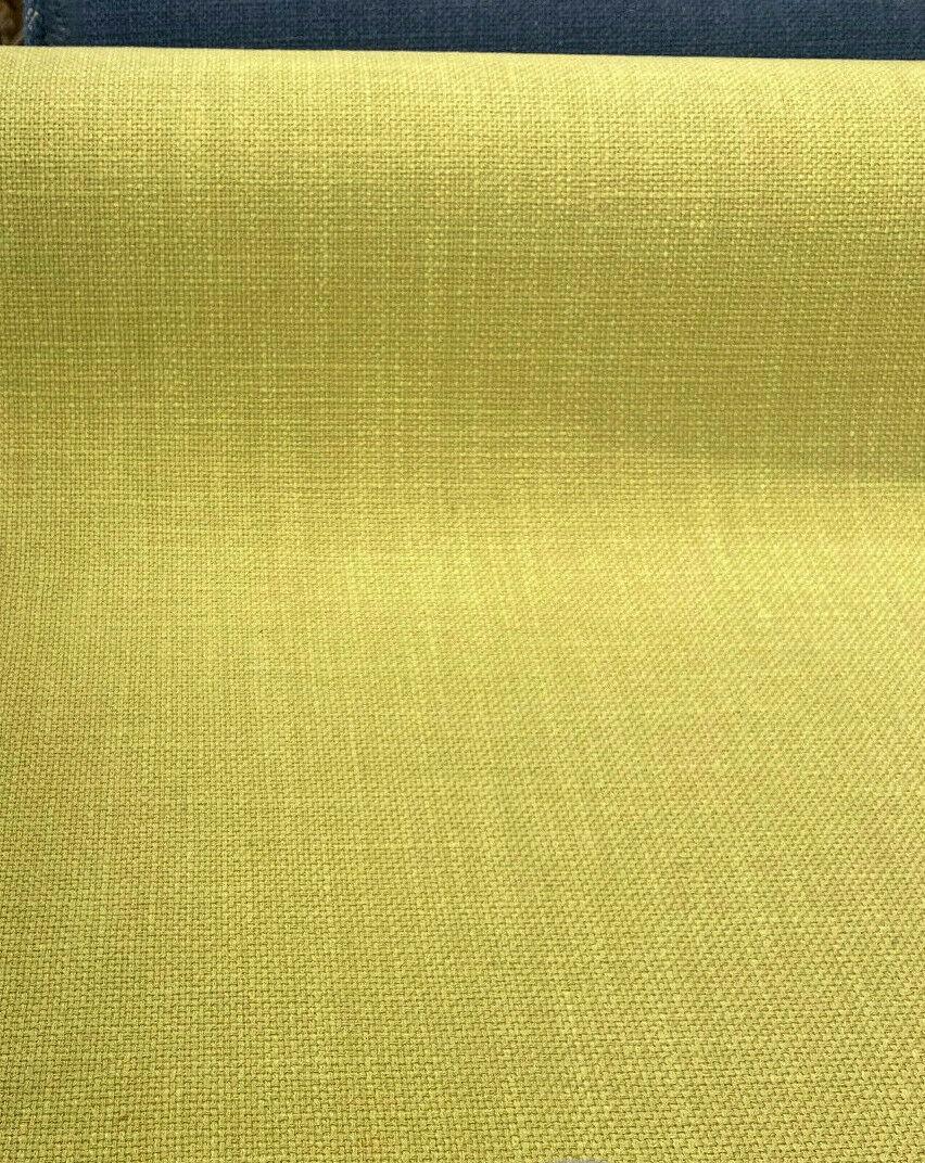 Talbot Kiwi Green Linen Chenille Upholstery Fabric - Kiwi Green, 54" Width, Railroad (1 Yard)