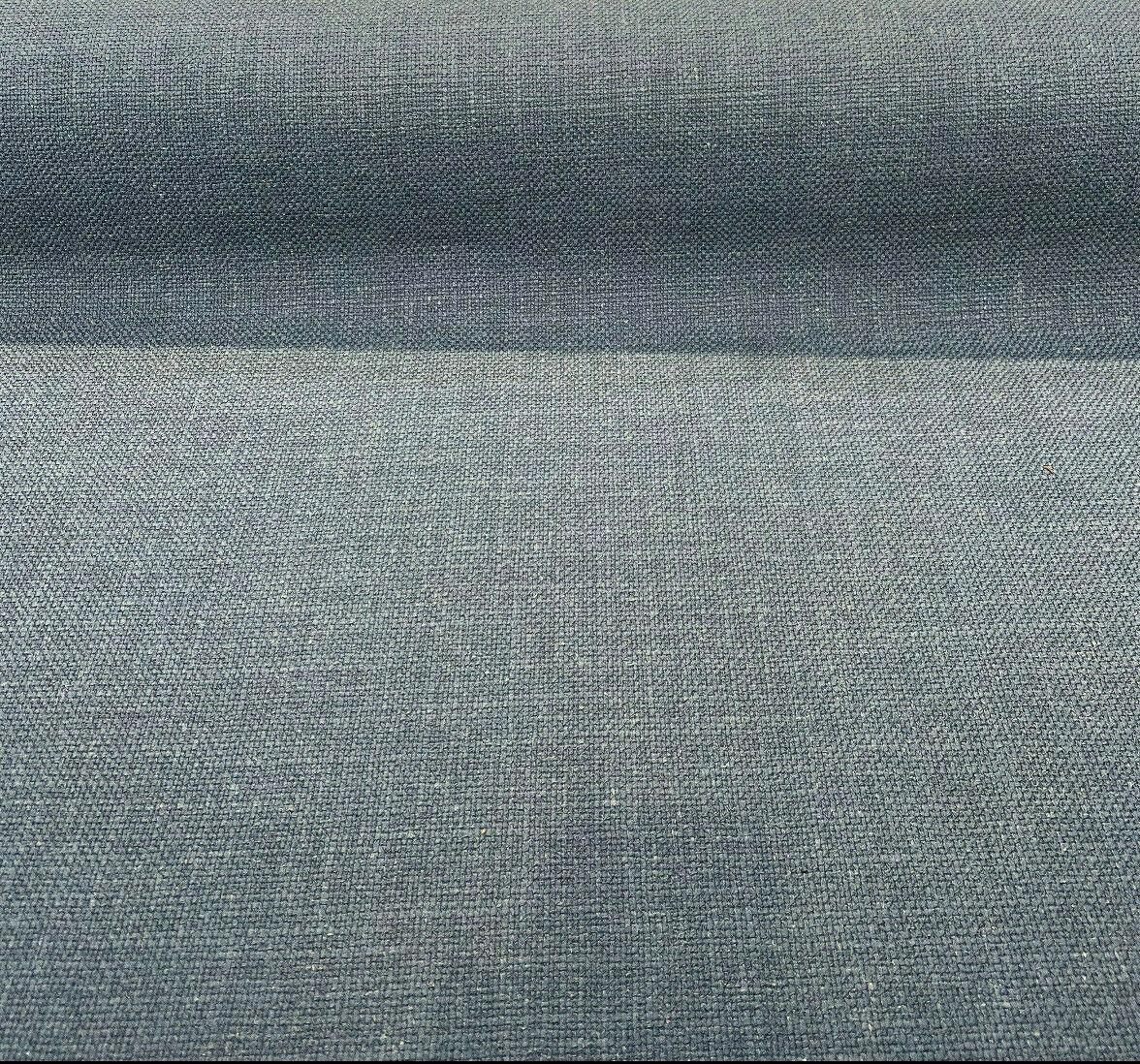 Talbot Marine Blue Linen Chenille Upholstery Fabric - Marine Blue, Railroad, 54" Width (By The Yard)