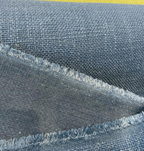 Talbot Marine Blue Linen Chenille Upholstery Fabric - Marine Blue, Railroad, 54" Width (By The Yard)