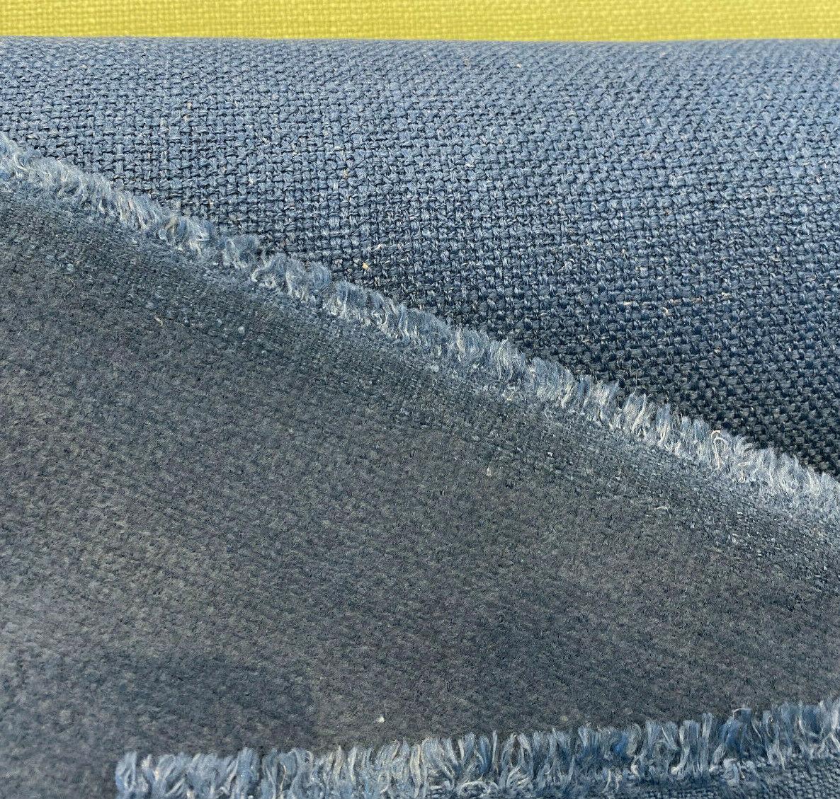 Talbot Marine Blue Linen Chenille Upholstery Fabric - Marine Blue, Railroad, 54" Width (By The Yard)