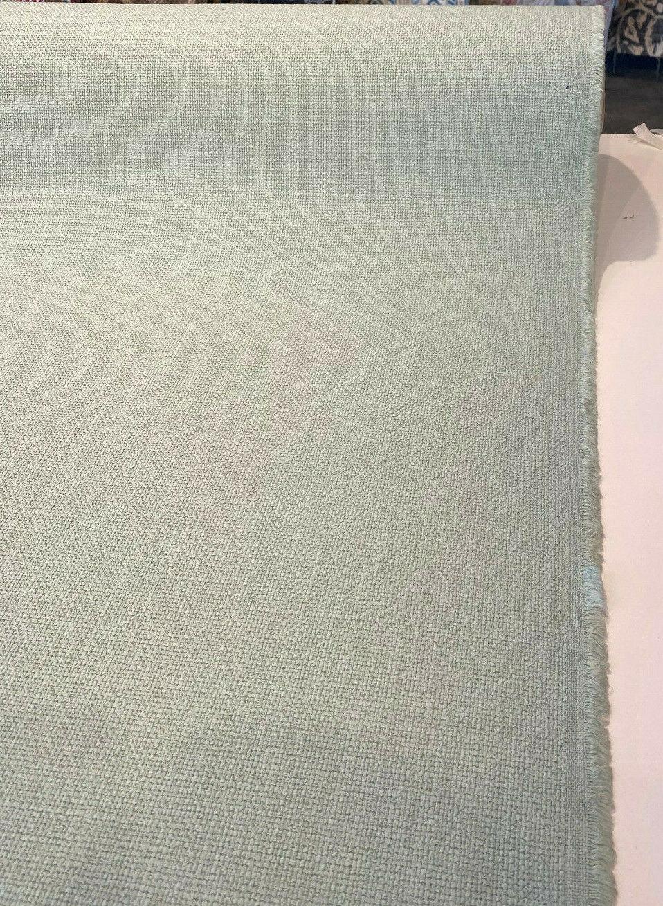Talbot Seafoam Green Linen Chenille Upholstery Fabric - Seafoam Green, 54" Width, Railroad (1 Yard)
