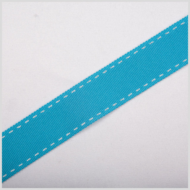 7/8" Turquoise Stitched Grosgrain Ribbon