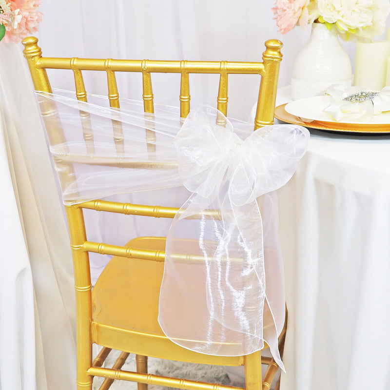 Organza Chair Sash White 8x108