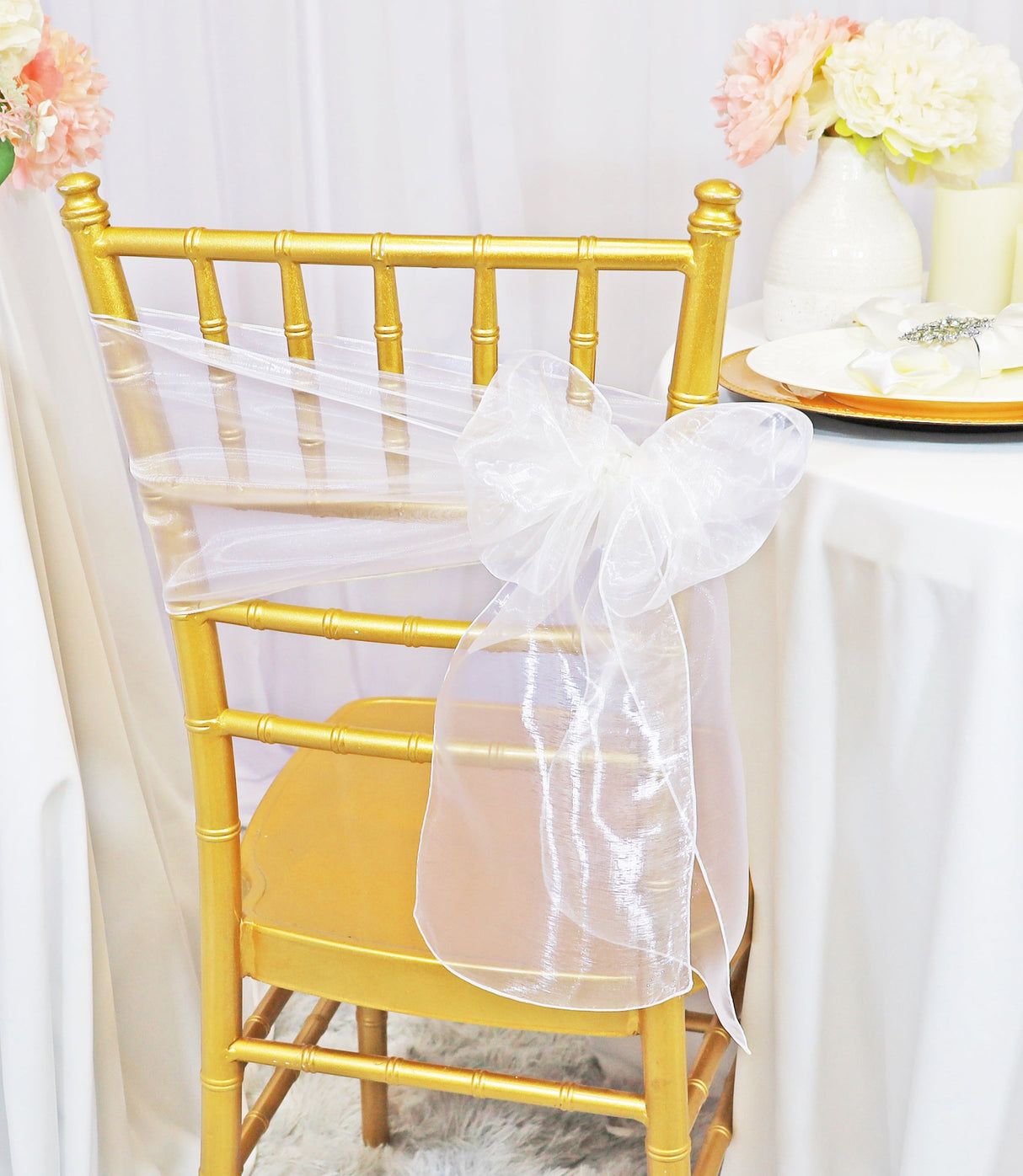 Organza Chair Sash White 8x108