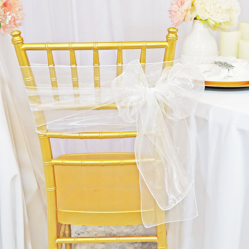 Organza Chair Sash Sample 8x108 Ivory