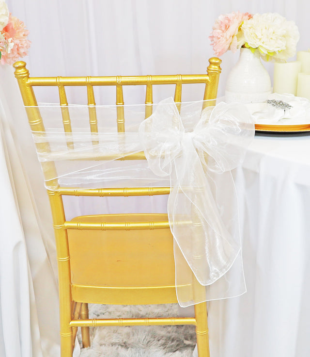 Organza Chair Sash Sample 8x108 Ivory