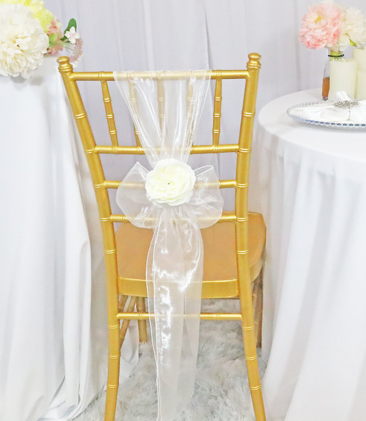 Organza Chair Sash Sample 8x108 Ivory