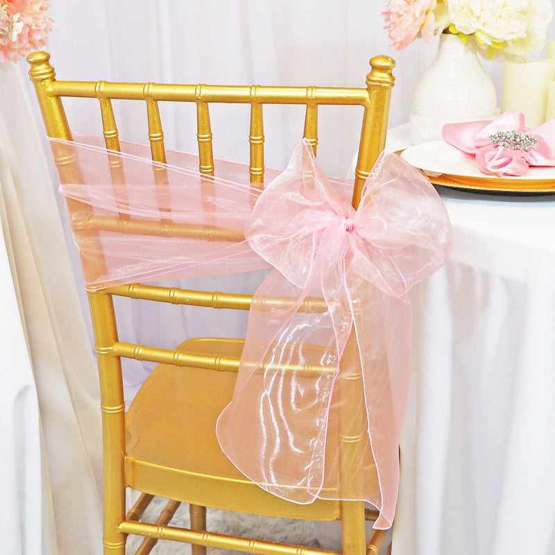 Organza Chair Sash Sample Pink 8x108