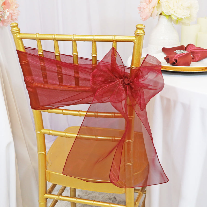 Organza Chair Sash Sample Burgundy