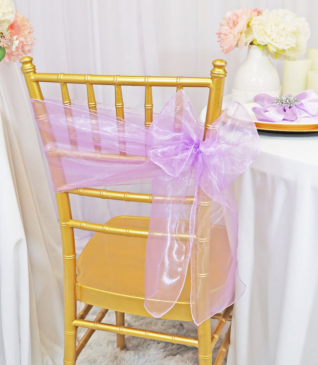 Organza Chair Sash Sample 8x108 Lavender