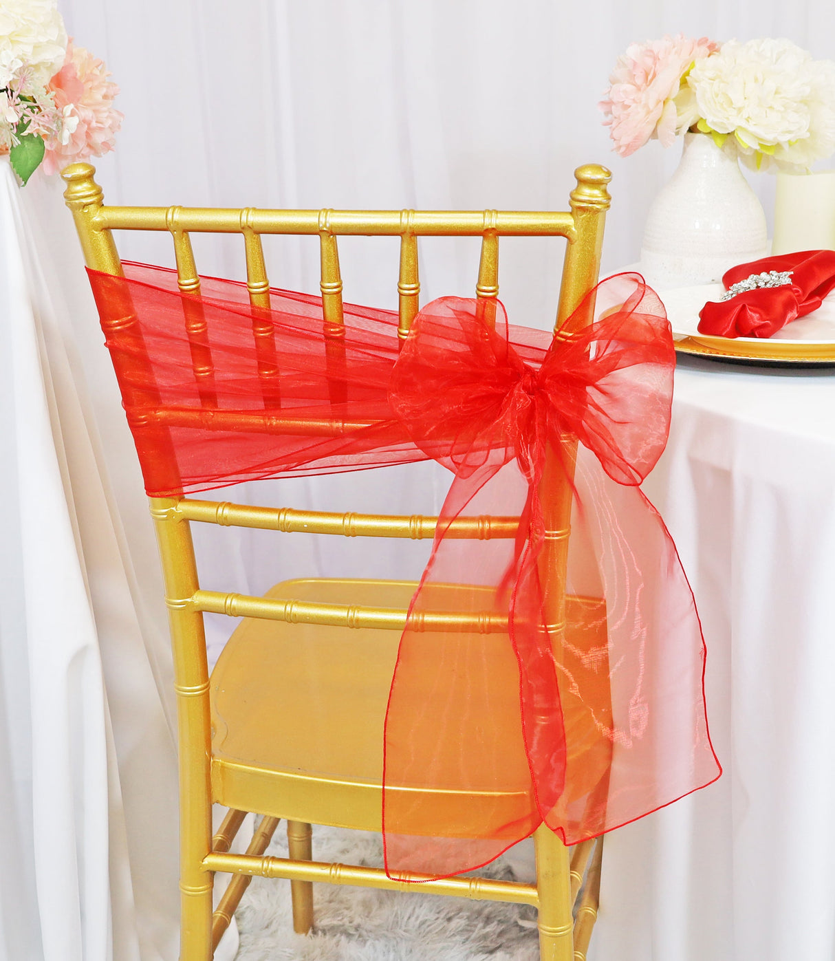 Organza Chair Sash 8x108 Red