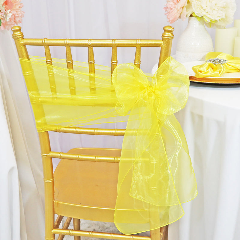Organza Chair Sash Sample 8x108 Canary Yellow